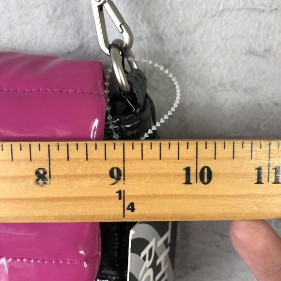 Think Royln Bag Womens Pink Black Patent Quilted Chain Crossbody Shoulder Purse - Picture 4 of 16